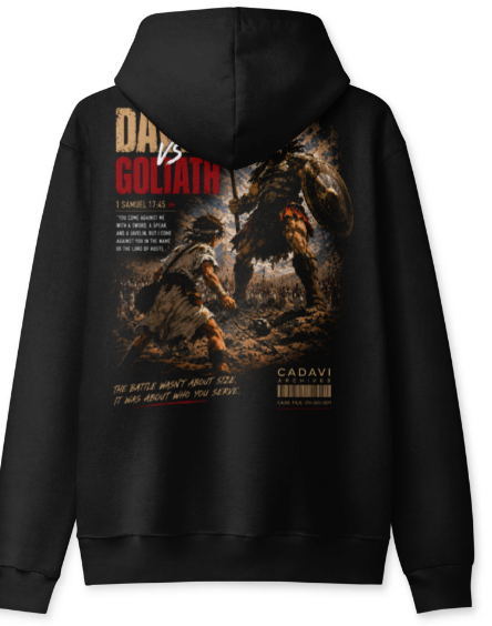 David vs Goliath™ Christian Zip Hoodie | 1 Samuel 17:45 | Faith Over Fear Streetwear | CADAVI Archives
