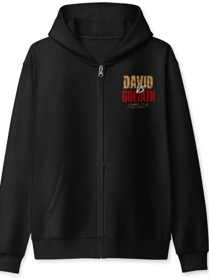 David vs Goliath™ Christian Zip Hoodie | 1 Samuel 17:45 | Faith Over Fear Streetwear | CADAVI Archives