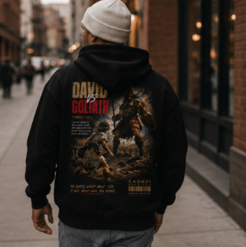 David vs Goliath™ Christian Zip Hoodie | 1 Samuel 17:45 | Faith Over Fear Streetwear | CADAVI Archives